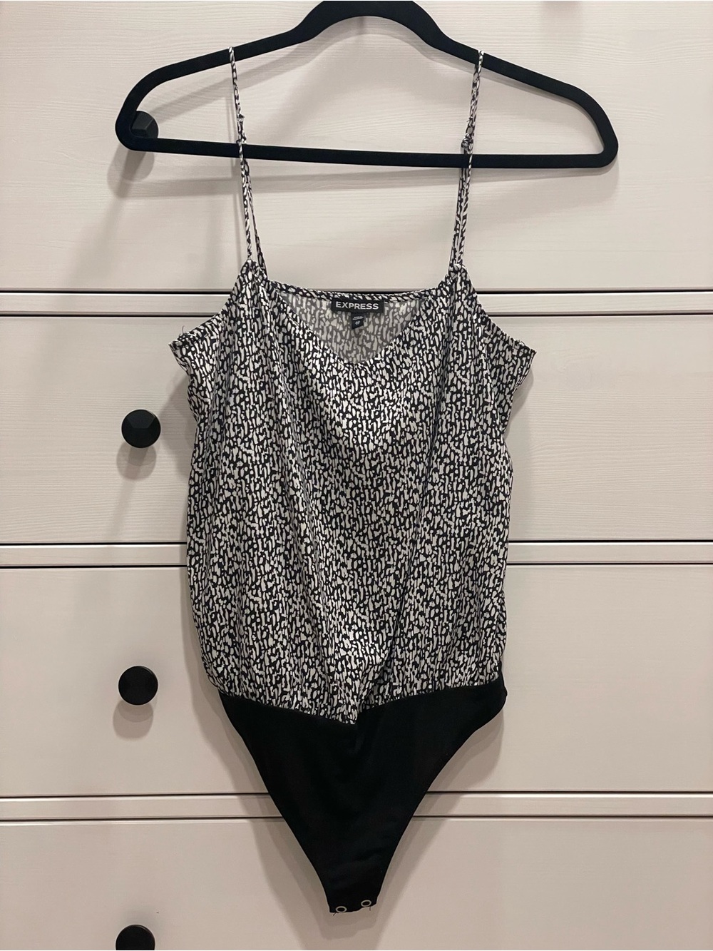 Express Black & White Printed Bodysuit